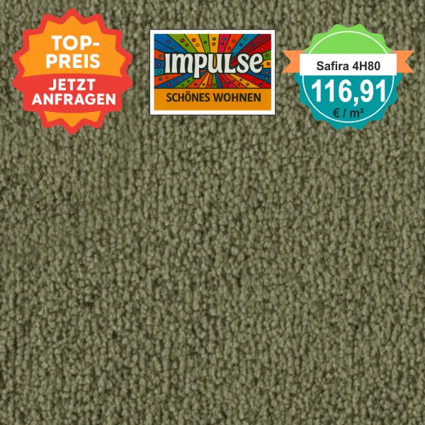 Vorwerk Safira Teppichboden Farbcode 4H80 – Draufsicht mit Preisetikett 116,91 €/m²